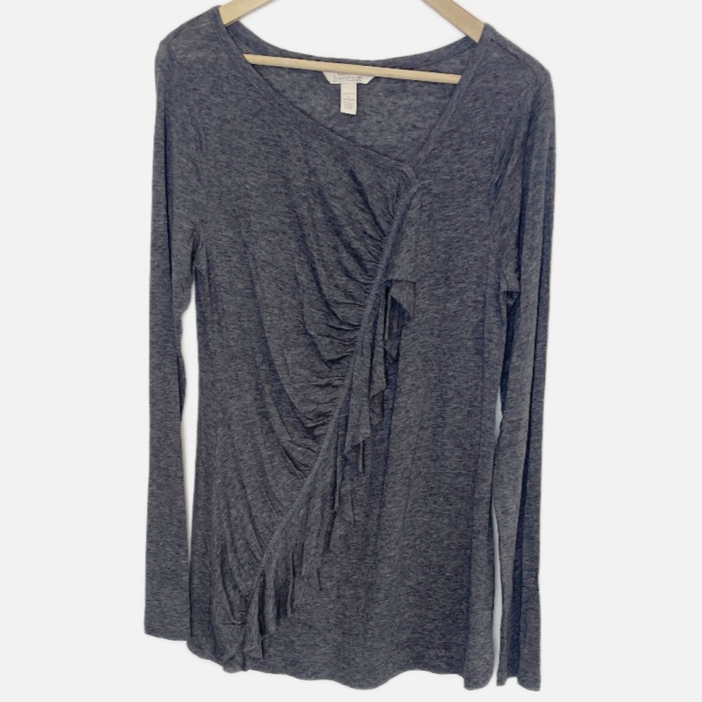 Banana Republic Heritage Lyocell wool blend ruffle front shirt L